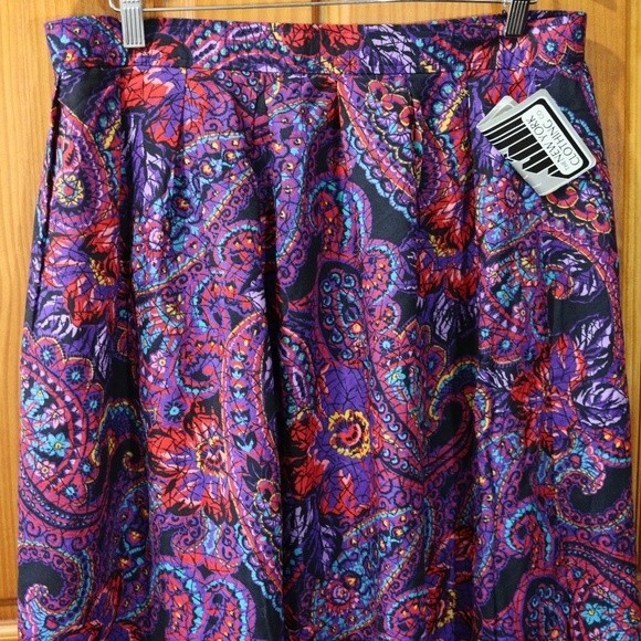 The New York Clothing Co 1990s Floral Mosaic Boho Hippie Rayon Midi Skirt NWT US - Picture 2 of 12